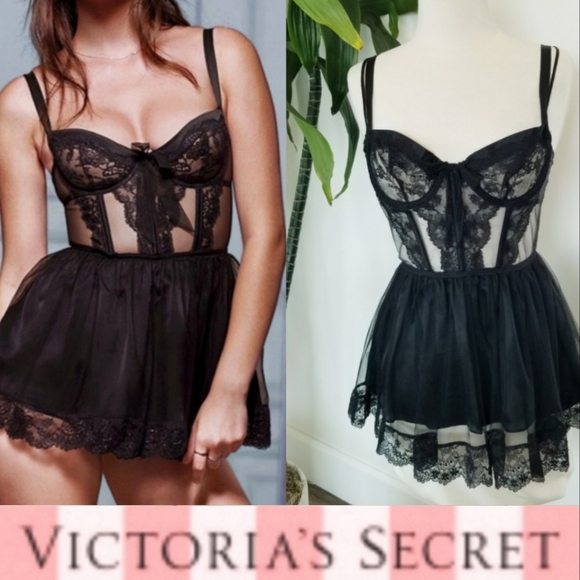 Victoria's Secret Vintage Designer Collection Babydoll Lingerie Corset Lace NWT